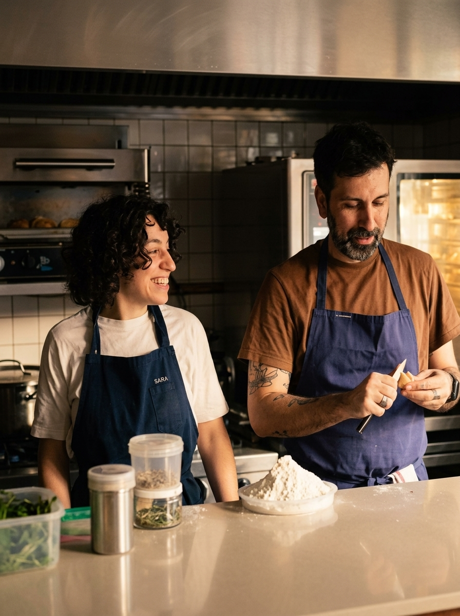 Estefanía y Martín en cocina abierta